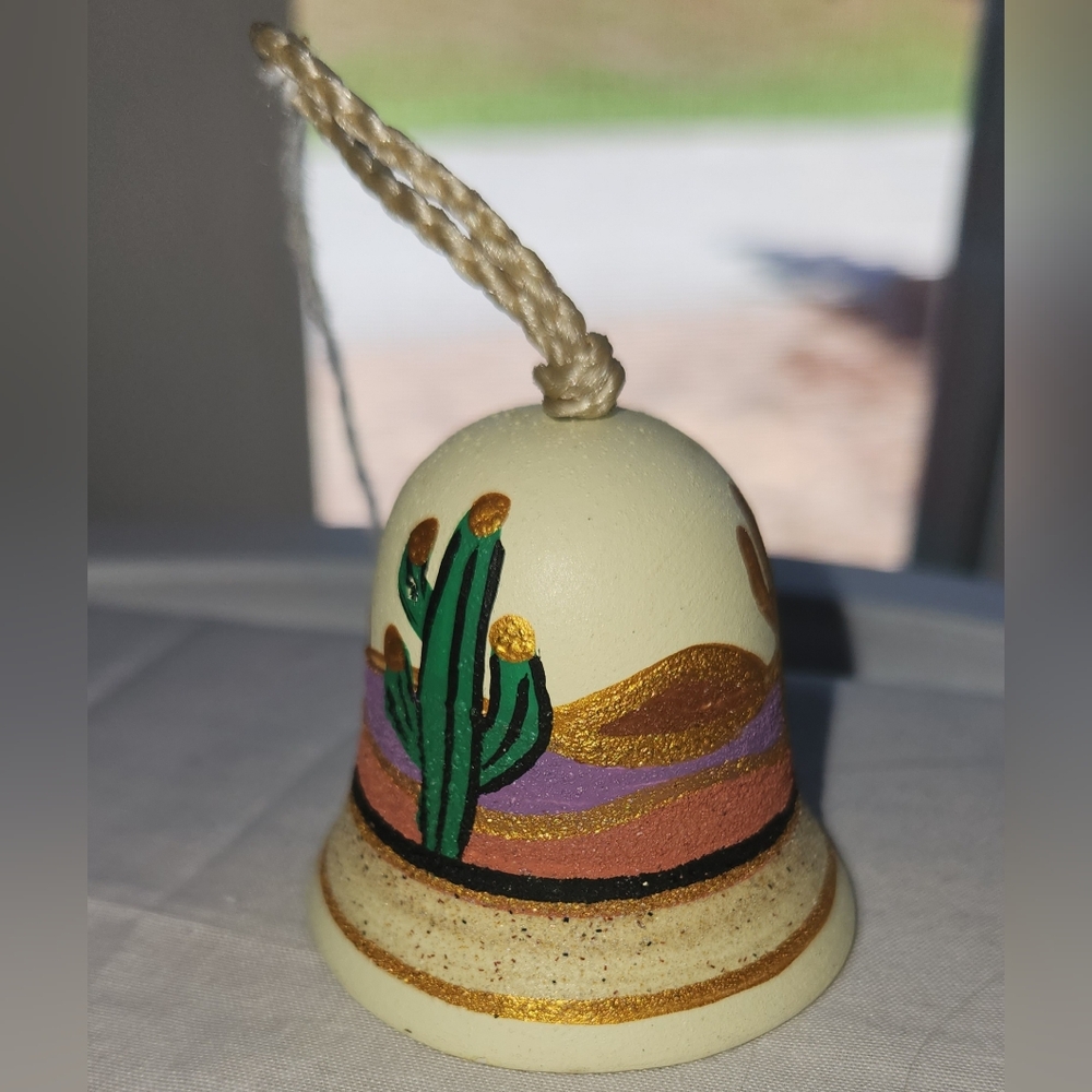Southwest Style Handpainted tiny ceramic bell. Excellent Cond.
